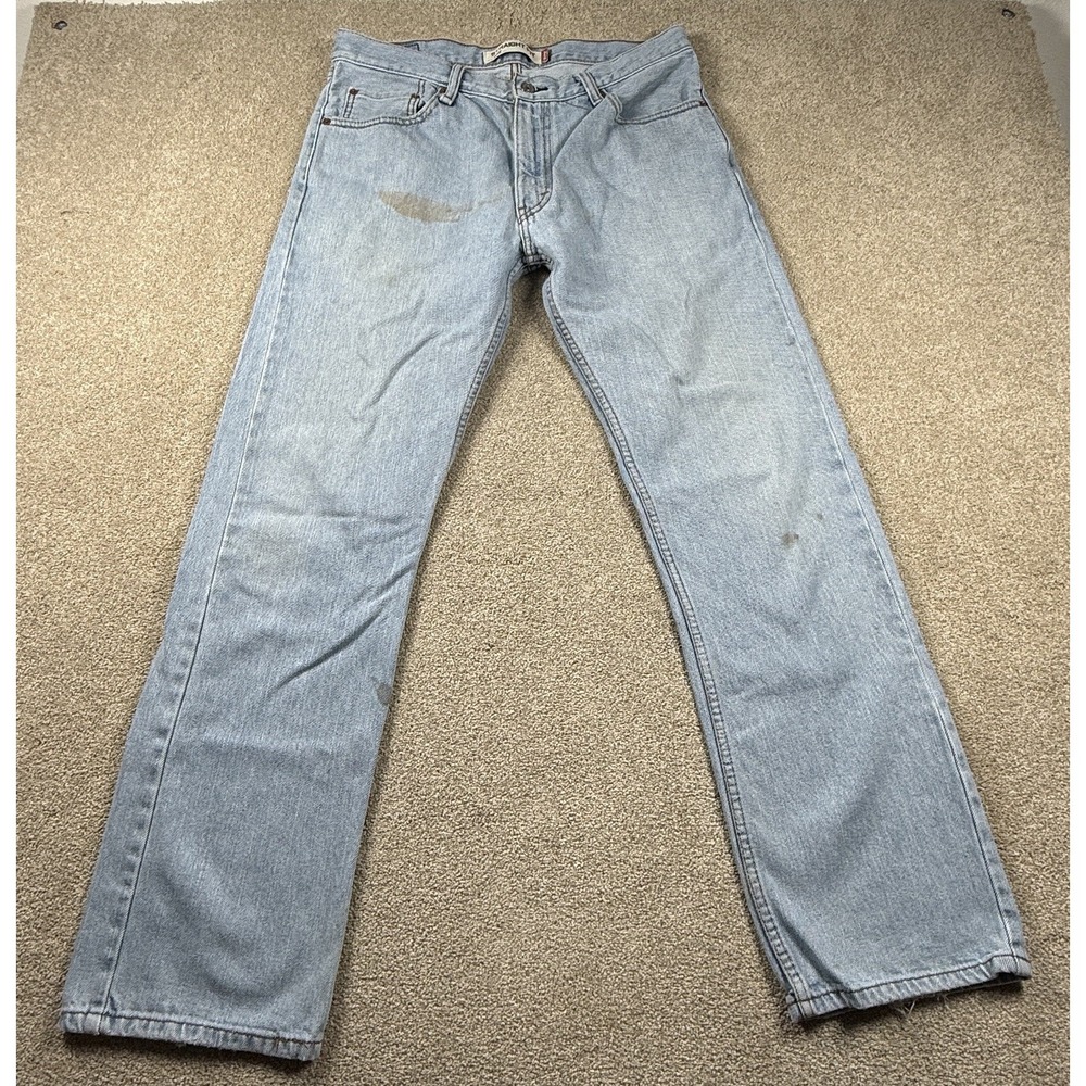 Levi's Men's 505 Straight Leg 34x32 Light Wash Blue Jeans
